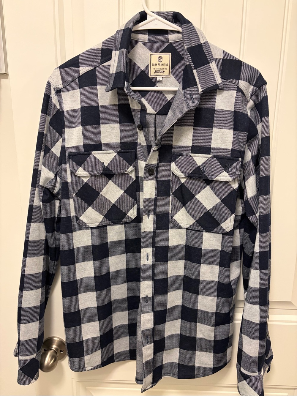 BORN PRIMITIVE Men's Navy and White Check Flannel Shirt -